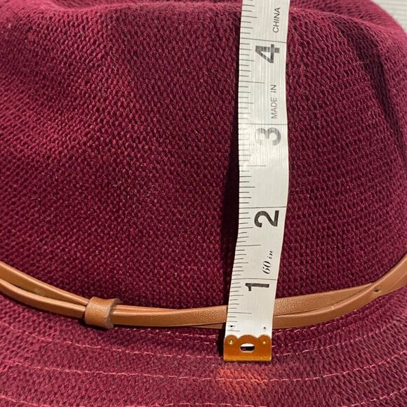 By Anthropologie Cusco ranch hat wine red O/S Polyester Blend Brown Band - Picture 9 of 9